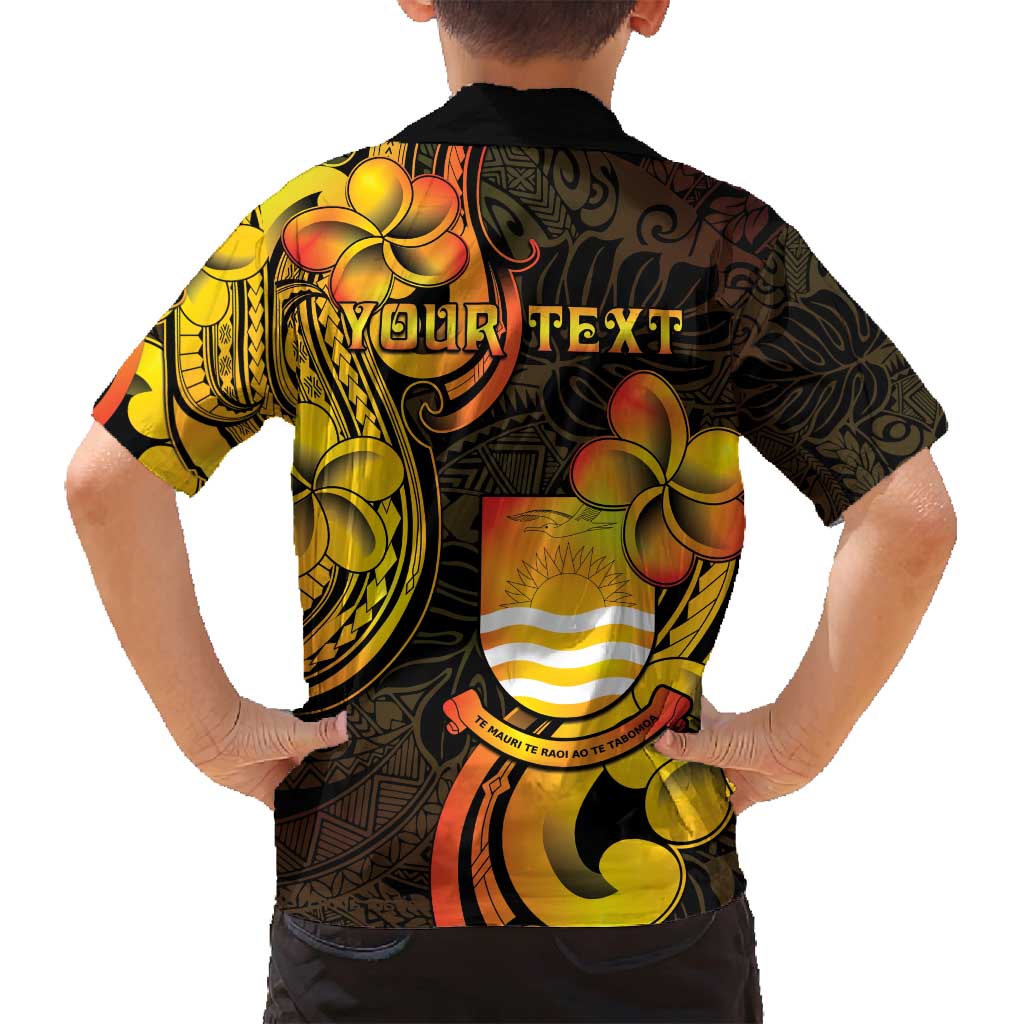 Personalised Kiribati Independence Day Family Matching Long Sleeve Bodycon Dress and Hawaiian Shirt 46th Anniversary