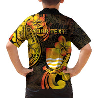 Personalised Kiribati Independence Day Family Matching Off Shoulder Maxi Dress and Hawaiian Shirt 46th Anniversary