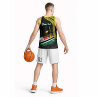 Personalised Vanuatu Penama Day Basketball Jersey Grunge Flag Style LT05 - Polynesian Pride