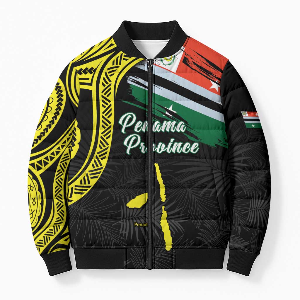 Personalised Vanuatu Penama Day Bomber Puffer Jacket Grunge Flag Style LT05 Unisex Black - Polynesian Pride