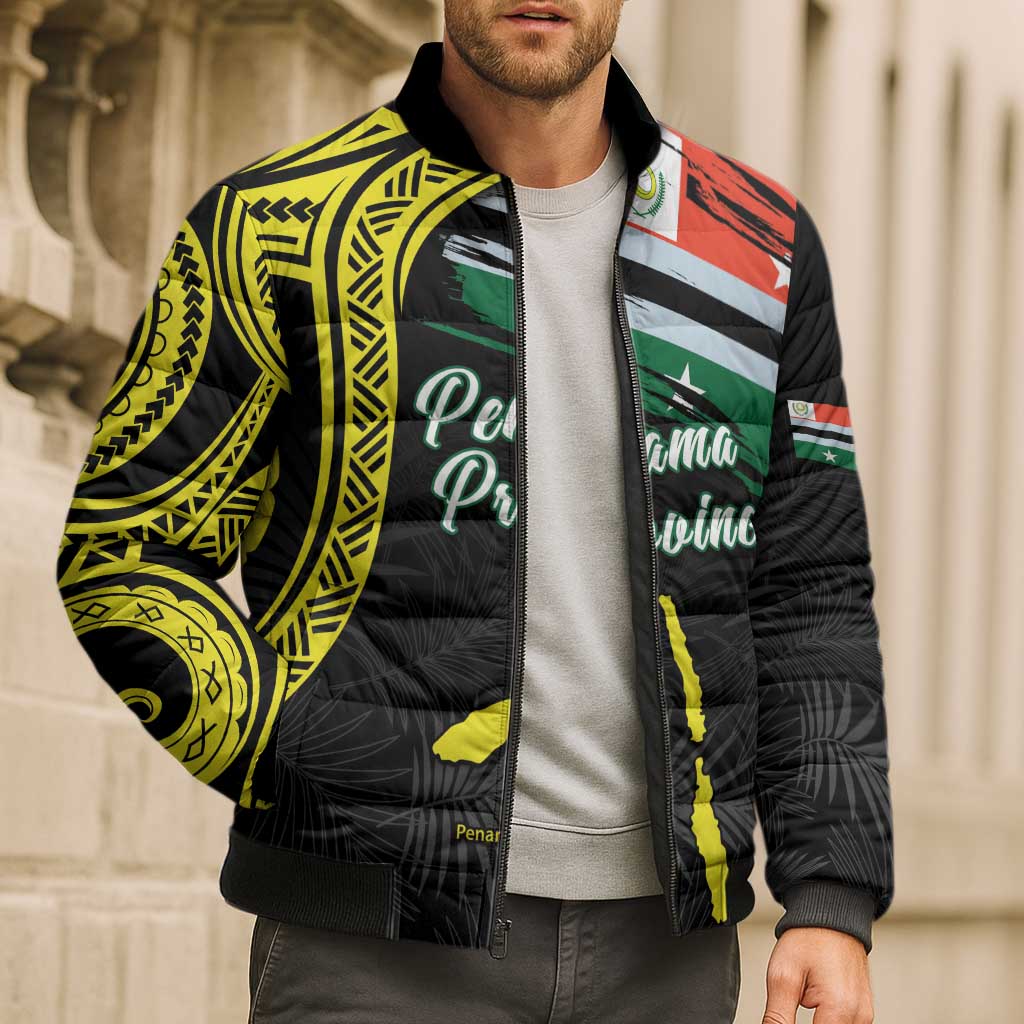 Personalised Vanuatu Penama Day Bomber Puffer Jacket Grunge Flag Style LT05 - Polynesian Pride
