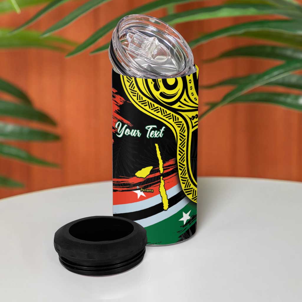 Personalised Vanuatu Penama Day 4 in 1 Can Cooler Tumbler Grunge Flag Style LT05 - Polynesian Pride