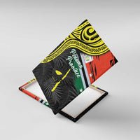 Vanuatu Penama Day Canvas Wall Art Grunge Flag Style LT05 With Frame Black - Polynesian Pride