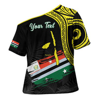 Personalised Vanuatu Penama Day Cross Shoulder Shirt Grunge Flag Style LT05 - Polynesian Pride