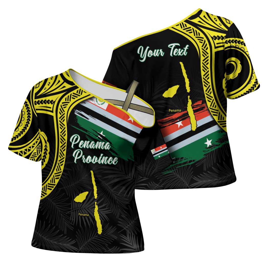 Personalised Vanuatu Penama Day Cross Shoulder Shirt Grunge Flag Style LT05 - Polynesian Pride