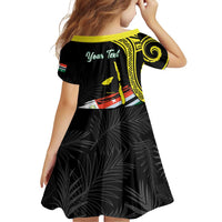 Personalised Vanuatu Penama Day Family Matching Off Shoulder Short Dress and Hawaiian Shirt Grunge Flag Style - Polynesian Pride