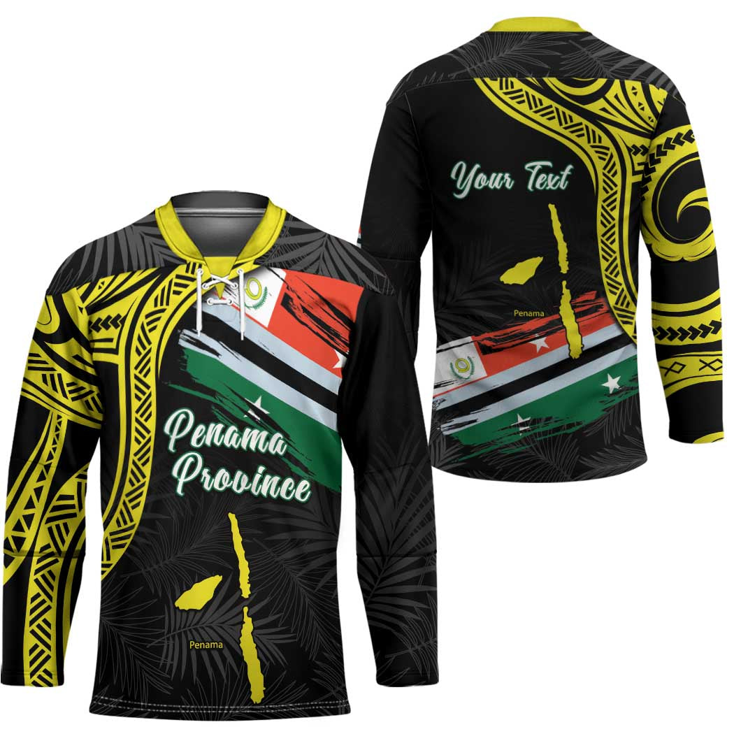Personalised Vanuatu Penama Day Hockey Jersey Grunge Flag Style - Polynesian Pride