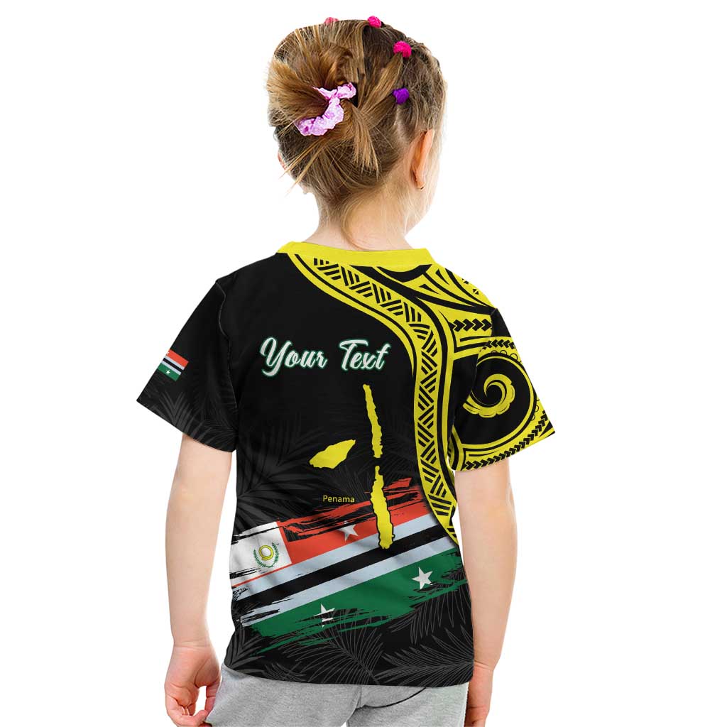 Personalised Vanuatu Penama Day Kid T Shirt Grunge Flag Style - Polynesian Pride