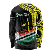 Personalised Vanuatu Penama Day Long Sleeve Shirt Grunge Flag Style LT05 - Polynesian Pride