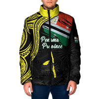 Personalised Vanuatu Penama Day Padded Jacket Grunge Flag Style LT05 Men Black - Polynesian Pride