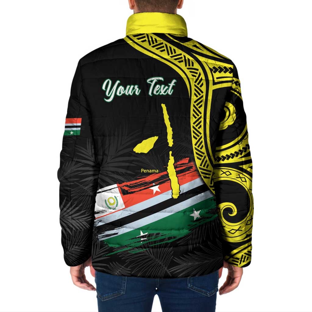 Personalised Vanuatu Penama Day Padded Jacket Grunge Flag Style LT05 - Polynesian Pride