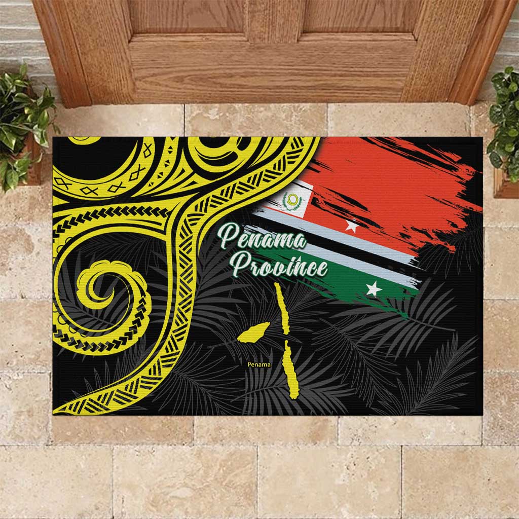 Vanuatu Penama Day Rubber Doormat Grunge Flag Style LT05 Black - Polynesian Pride