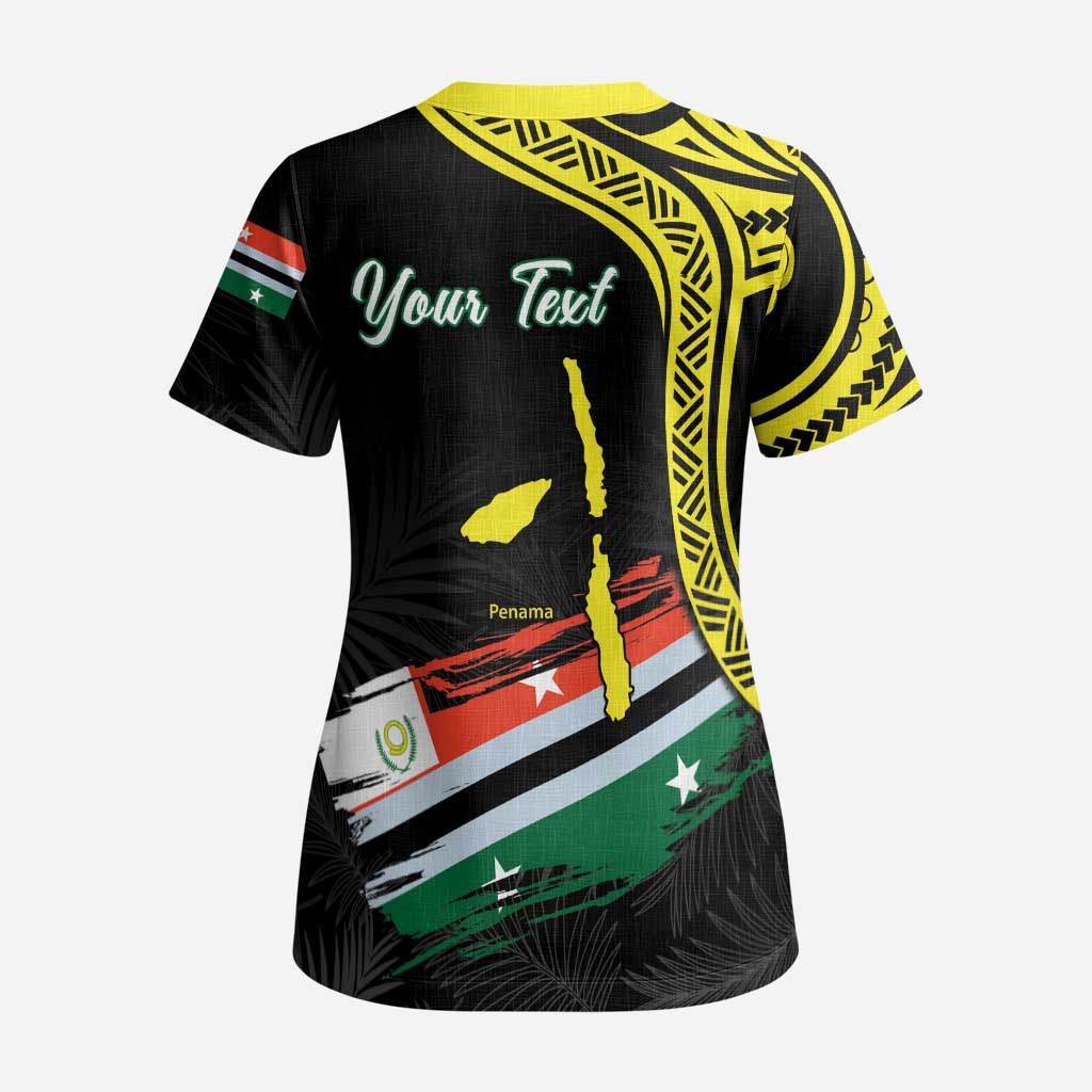 Personalised Vanuatu Penama Day Scrub Top Grunge Flag Style LT05 - Polynesian Pride