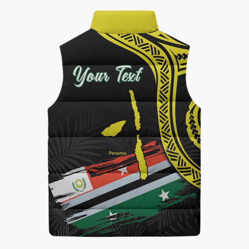 Personalised Vanuatu Penama Day Sleeveless Puffer Jacket Grunge Flag Style LT05 - Polynesian Pride