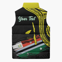 Personalised Vanuatu Penama Day Sleeveless Puffer Jacket Grunge Flag Style LT05 - Polynesian Pride