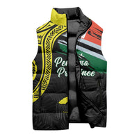 Personalised Vanuatu Penama Day Sleeveless Puffer Jacket Grunge Flag Style LT05 - Polynesian Pride