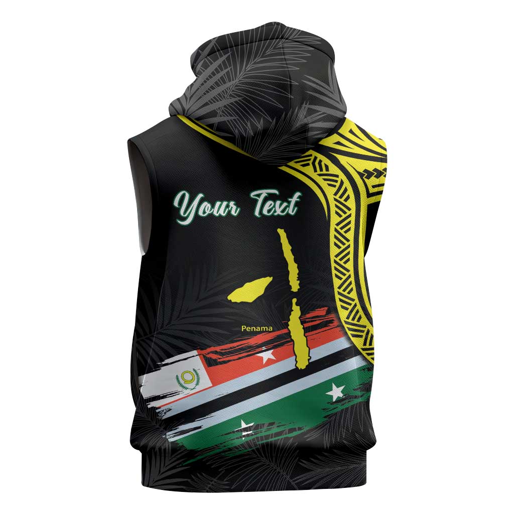 Personalised Vanuatu Penama Day Sleeveless Zip Hoodie Grunge Flag Style - Polynesian Pride