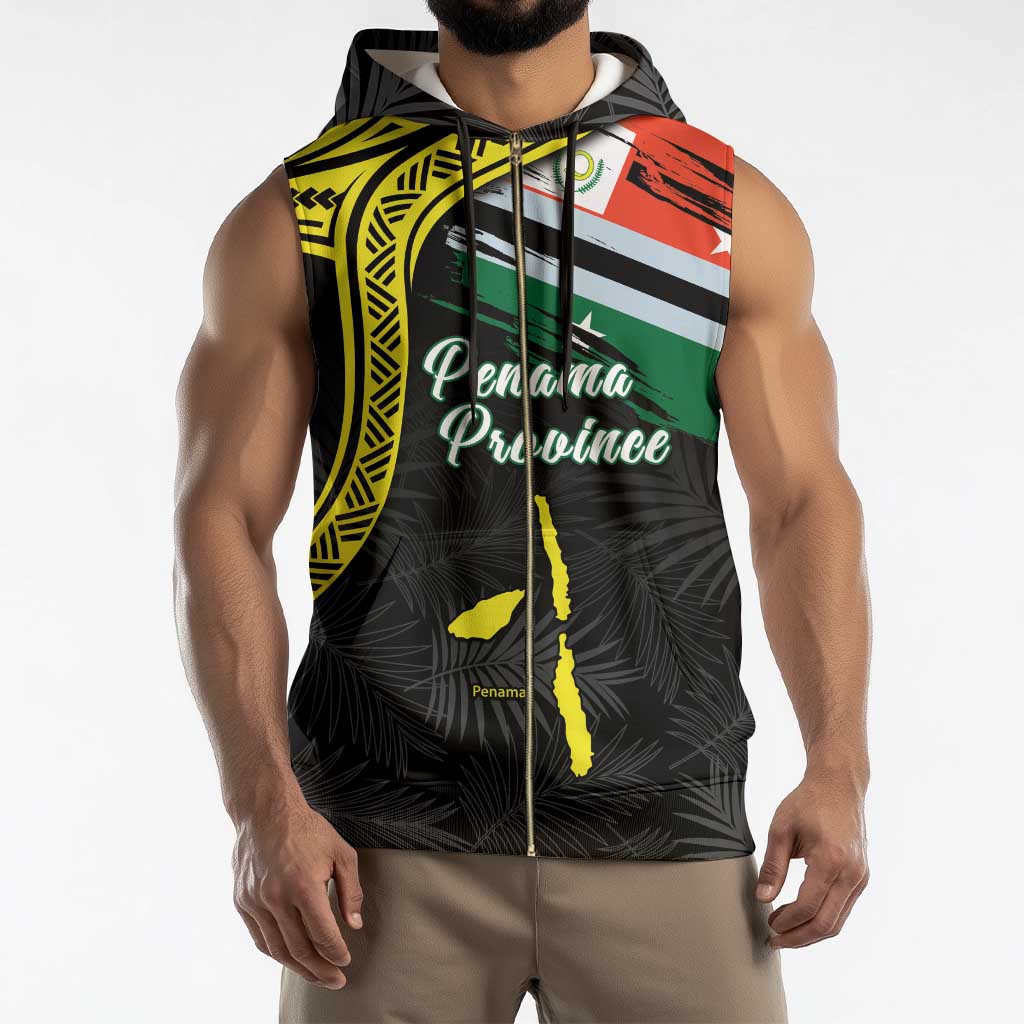 Personalised Vanuatu Penama Day Sleeveless Zip Hoodie Grunge Flag Style - Polynesian Pride