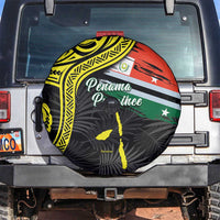 Vanuatu Penama Day Spare Tire Cover Grunge Flag Style - Polynesian Pride