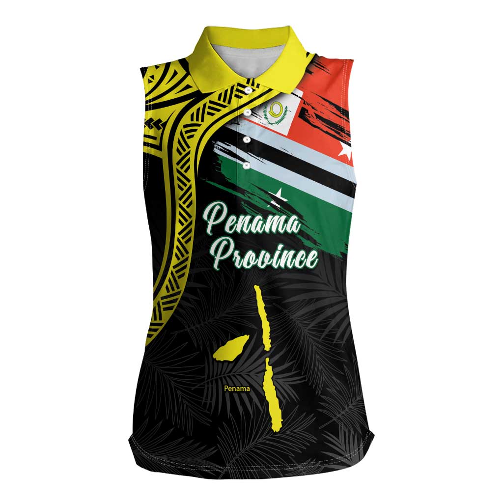 Personalised Vanuatu Penama Day Women Sleeveless Polo Shirt Grunge Flag Style LT05 Female Black - Polynesian Pride