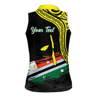 Personalised Vanuatu Penama Day Women Sleeveless Polo Shirt Grunge Flag Style LT05 - Polynesian Pride