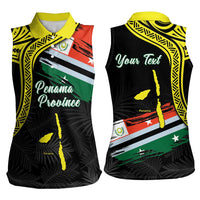 Personalised Vanuatu Penama Day Women Sleeveless Polo Shirt Grunge Flag Style LT05 - Polynesian Pride
