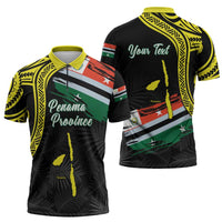 Personalised Vanuatu Penama Day Zipper Polo Shirt Grunge Flag Style - Polynesian Pride