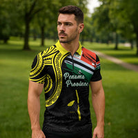 Personalised Vanuatu Penama Day Zipper Polo Shirt Grunge Flag Style - Polynesian Pride