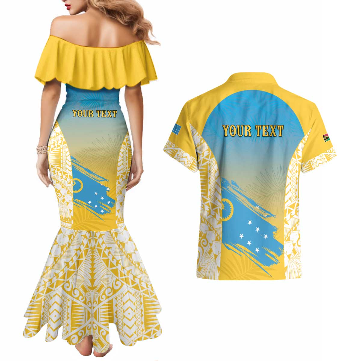 Personalised Vanuatu Sanma Day Couples Matching Mermaid Dress and Hawaiian Shirt Special Style - Polynesian Pride