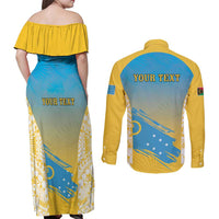 Personalised Vanuatu Sanma Day Couples Matching Off Shoulder Maxi Dress and Long Sleeve Button Shirt Special Style LT05 - Polynesian Pride