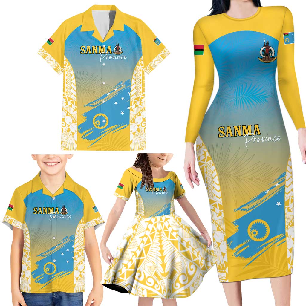 Personalised Vanuatu Sanma Day Family Matching Long Sleeve Bodycon Dress and Hawaiian Shirt Special Style - Polynesian Pride