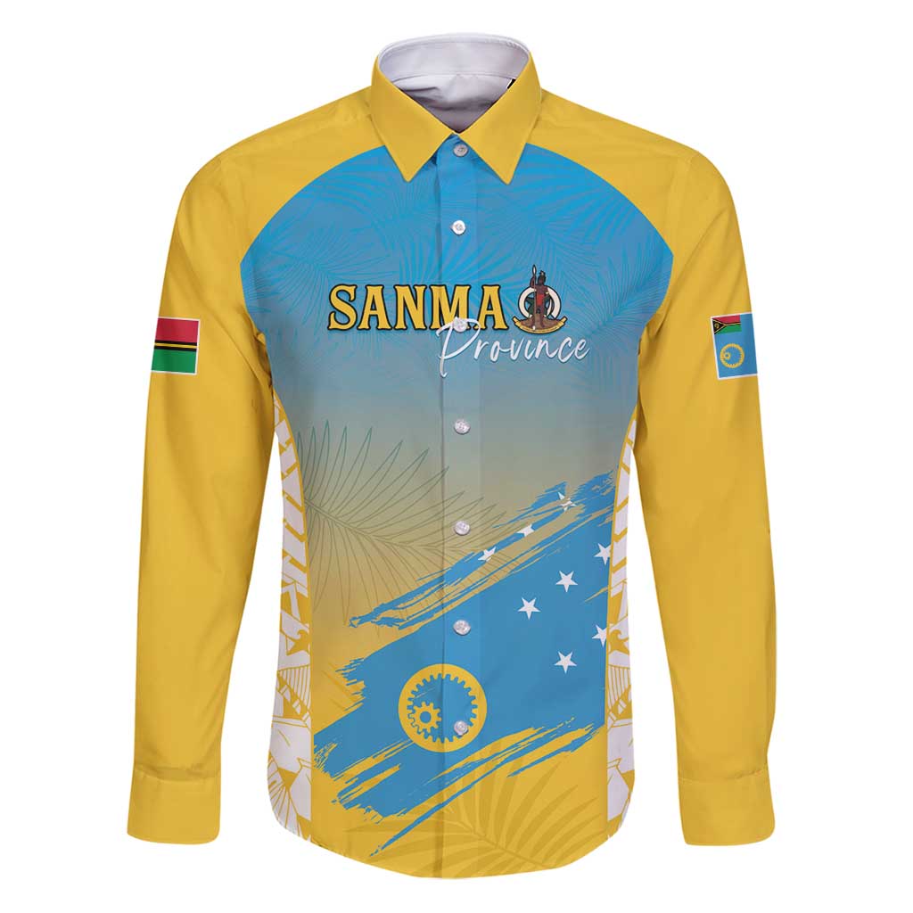 Personalised Vanuatu Sanma Day Family Matching Puletasi and Hawaiian Shirt Special Style LT05 Dad's Shirt - Long Sleeve Yellow - Polynesian Pride