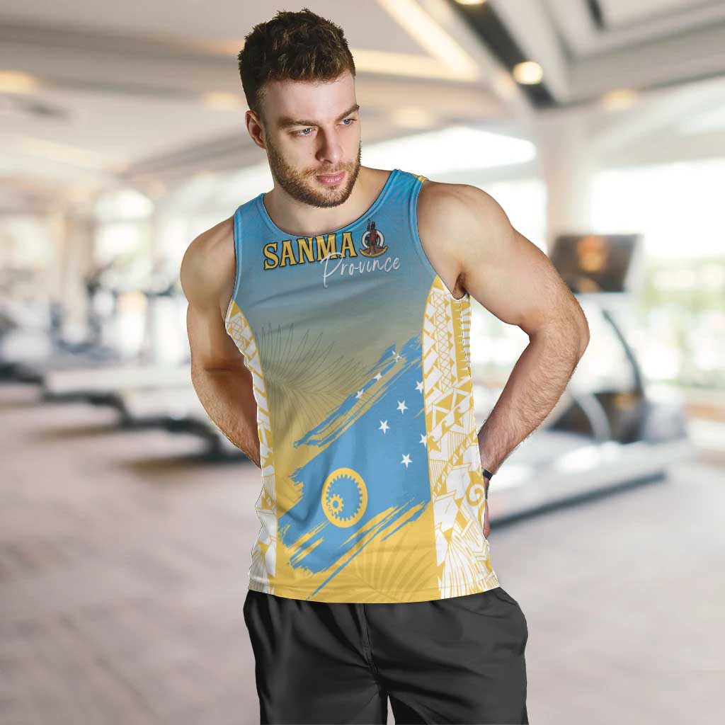 Personalised Vanuatu Sanma Day Men Tank Top Special Style LT05 Yellow - Polynesian Pride