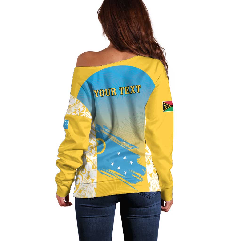 Personalised Vanuatu Sanma Day Off Shoulder Sweater Special Style - Polynesian Pride