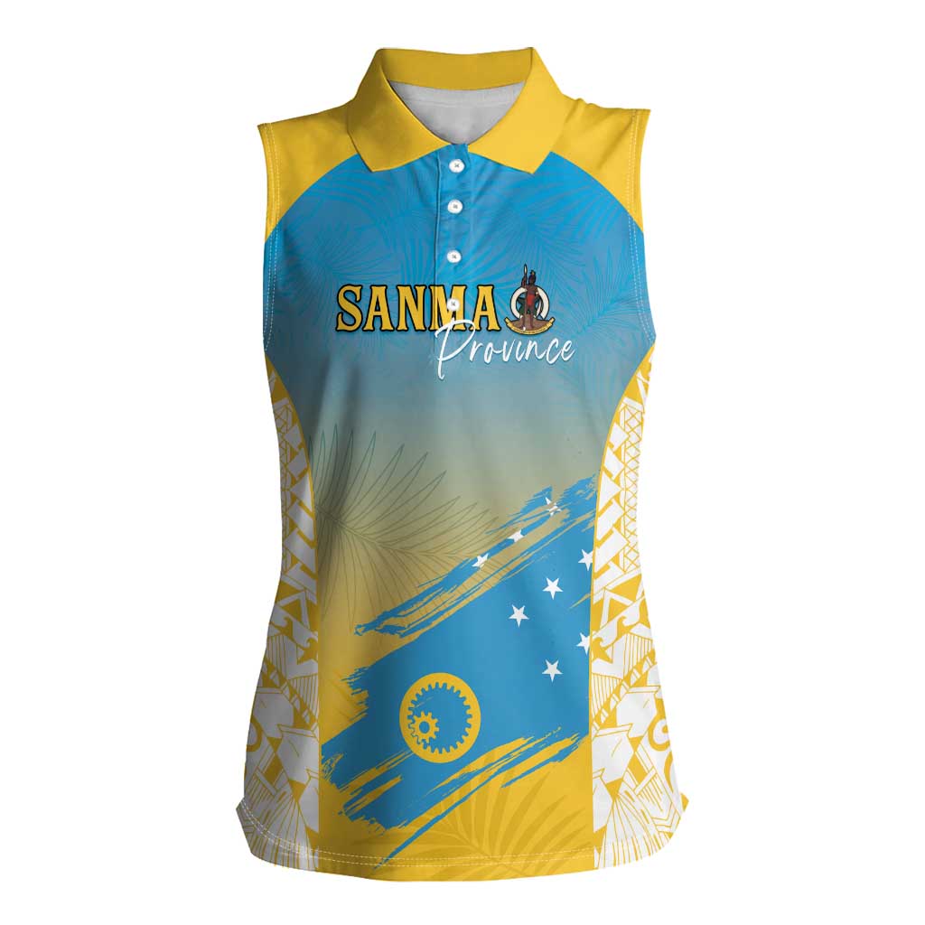 Personalised Vanuatu Sanma Day Women Sleeveless Polo Shirt Special Style LT05 Female Yellow - Polynesian Pride