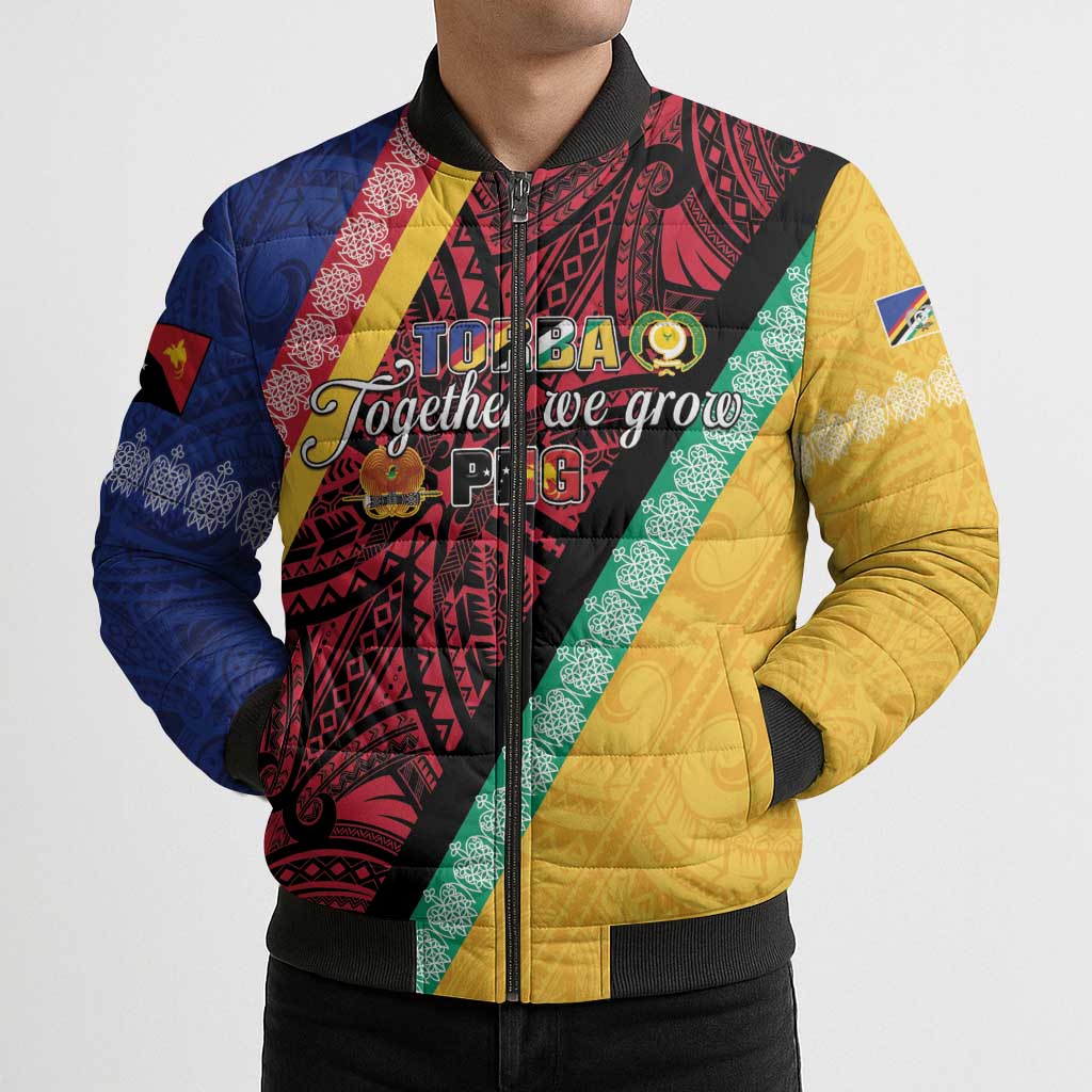 Love Torba PNG Day Bomber Puffer Jacket Together We Grow - Polynesian Pride