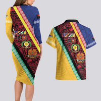 Love Torba PNG Day Couples Matching Long Sleeve Bodycon Dress and Hawaiian Shirt Together We Grow - Polynesian Pride