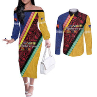 Love Torba PNG Day Couples Matching Off The Shoulder Long Sleeve Dress and Long Sleeve Button Shirt Together We Grow - Polynesian Pride