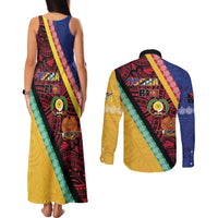 Love Torba PNG Day Couples Matching Tank Maxi Dress and Long Sleeve Button Shirt Together We Grow - Polynesian Pride