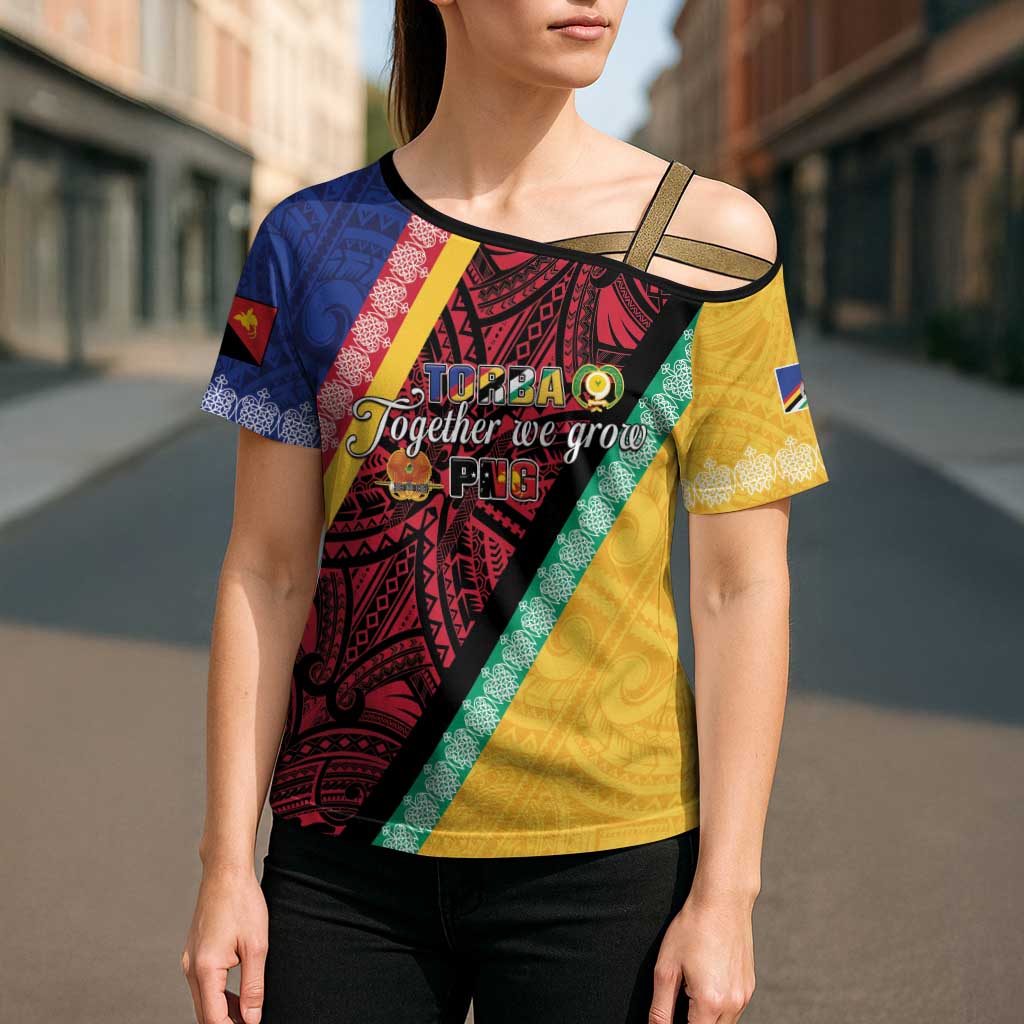 Love Torba PNG Day Cross Shoulder Shirt Together We Grow - Polynesian Pride