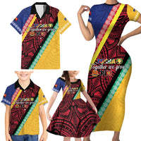 Love Torba PNG Day Family Matching Short Sleeve Bodycon Dress and Hawaiian Shirt Together We Grow - Polynesian Pride