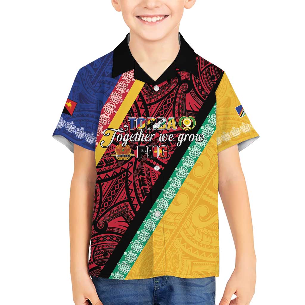 Love Torba PNG Day Family Matching Short Sleeve Bodycon Dress and Hawaiian Shirt Together We Grow - Polynesian Pride