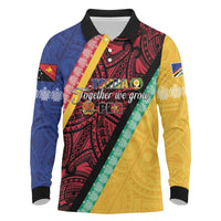 Love Torba PNG Day Long Sleeve Polo Shirt Together We Grow - Polynesian Pride