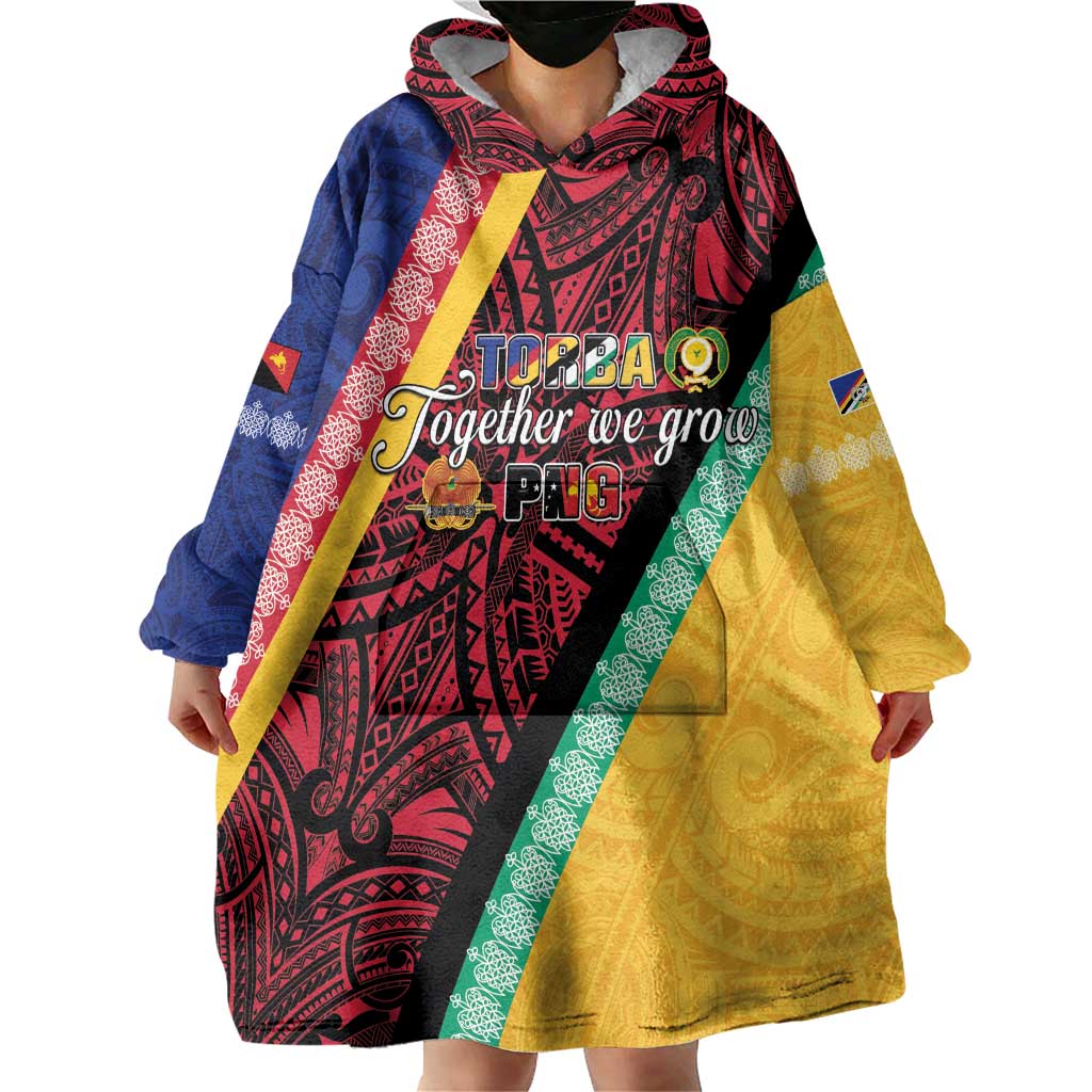 Love Torba PNG Day Wearable Blanket Hoodie Together We Grow - Polynesian Pride