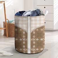 Beige Hawaii Paniolo Quilt Motif Laundry Basket LT05 Beige - Polynesian Pride