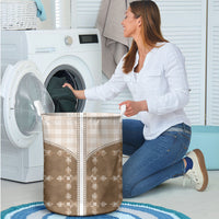 Beige Hawaii Paniolo Quilt Motif Laundry Basket LT05 - Polynesian Pride