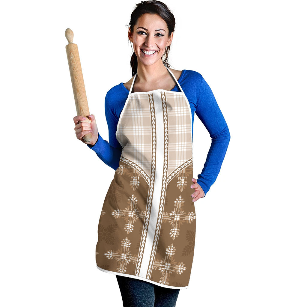Beige Hawaii Paniolo Quilt Motif Apron LT05 - Polynesian Pride