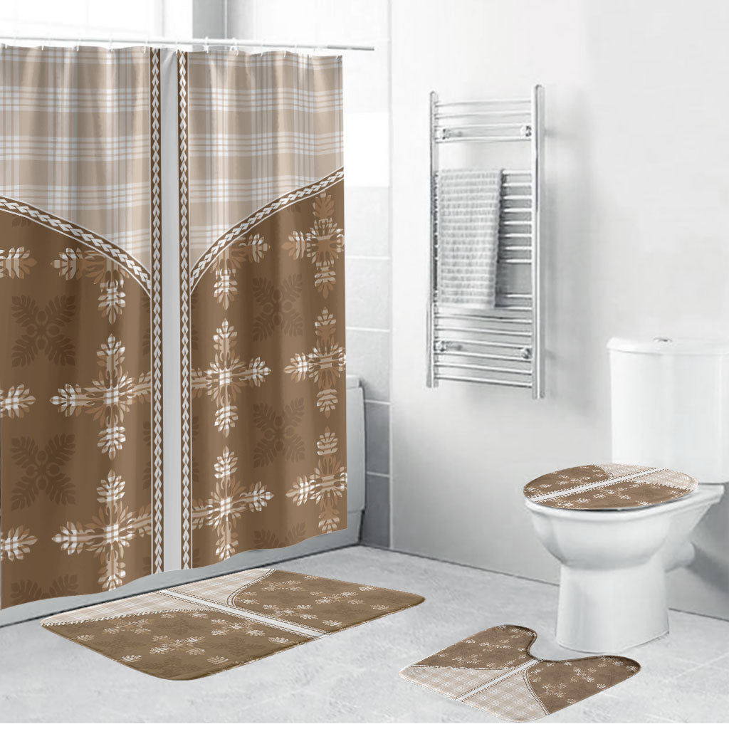 Beige Hawaii Paniolo Quilt Motif Bathroom Set