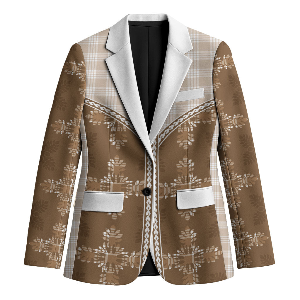 Beige Hawaii Paniolo Quilt Motif Blazer