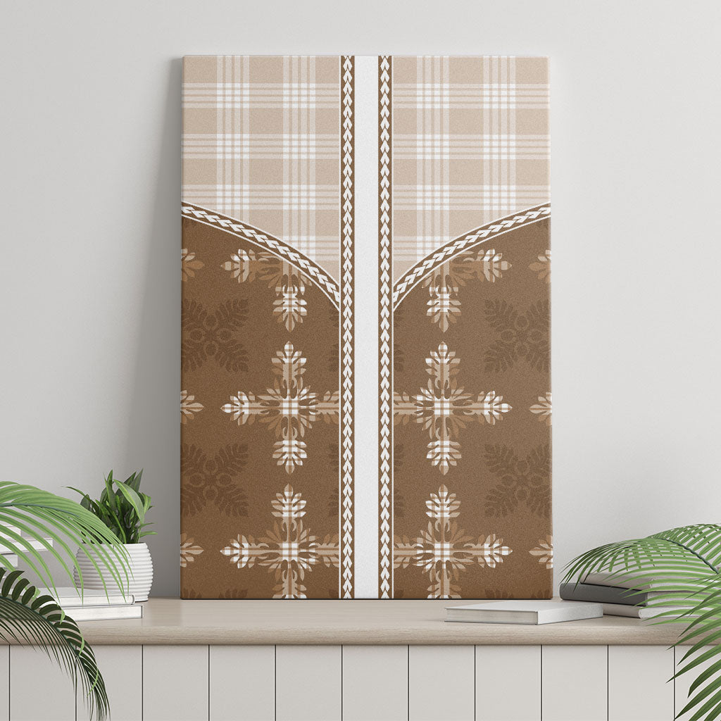 Beige Hawaii Paniolo Quilt Motif Canvas Wall Art LT05 - Polynesian Pride